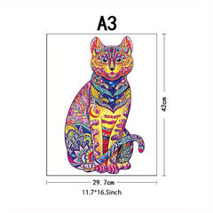 Cat Wooden Puzzles Unique Irregular Animal Shape Wooden Puzzles for Adults