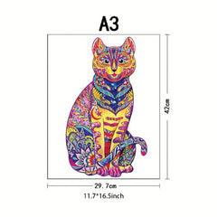 Cat Wooden Puzzles Unique Irregular Animal Shape Wooden Puzzles for Adults