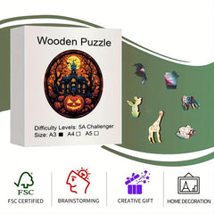 Halloween Bat Pumpkin Theme Wooden Jigsaw Puzzles