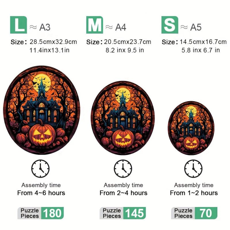 Halloween Bat Pumpkin Theme Wooden Jigsaw Puzzles