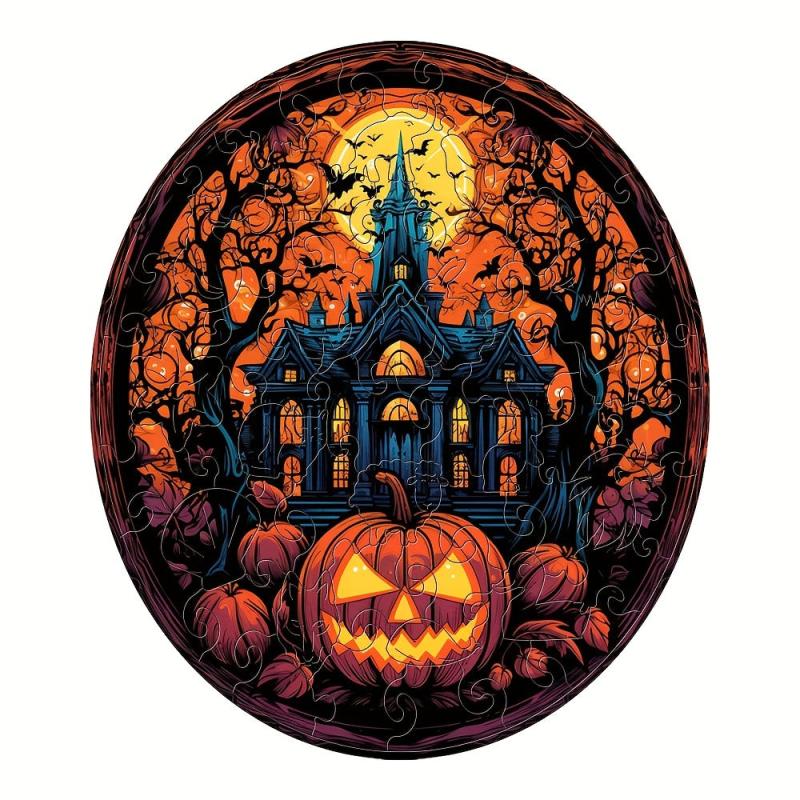 Halloween Bat Pumpkin Theme Wooden Jigsaw Puzzles