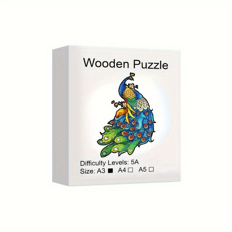 Peacock Shaped 3D Wood Puzzle Toy - Difficult Decompression