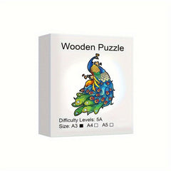 Peacock Shaped 3D Wood Puzzle Toy - Difficult Decompression