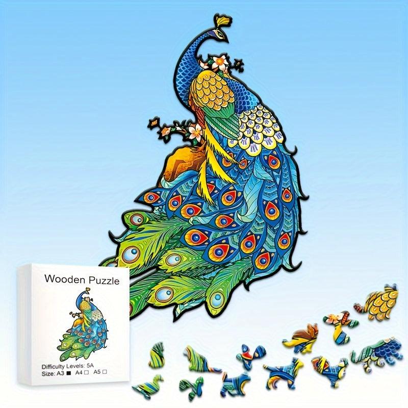 Peacock Shaped 3D Wood Puzzle Toy - Difficult Decompression
