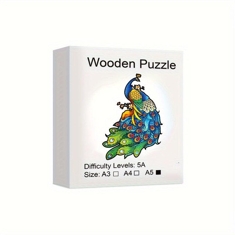 Peacock Shaped 3D Wood Puzzle Toy - Difficult Decompression