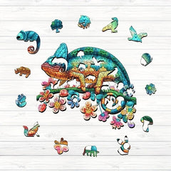 3D Wooden Chameleon Puzzle for Adults and Kids
