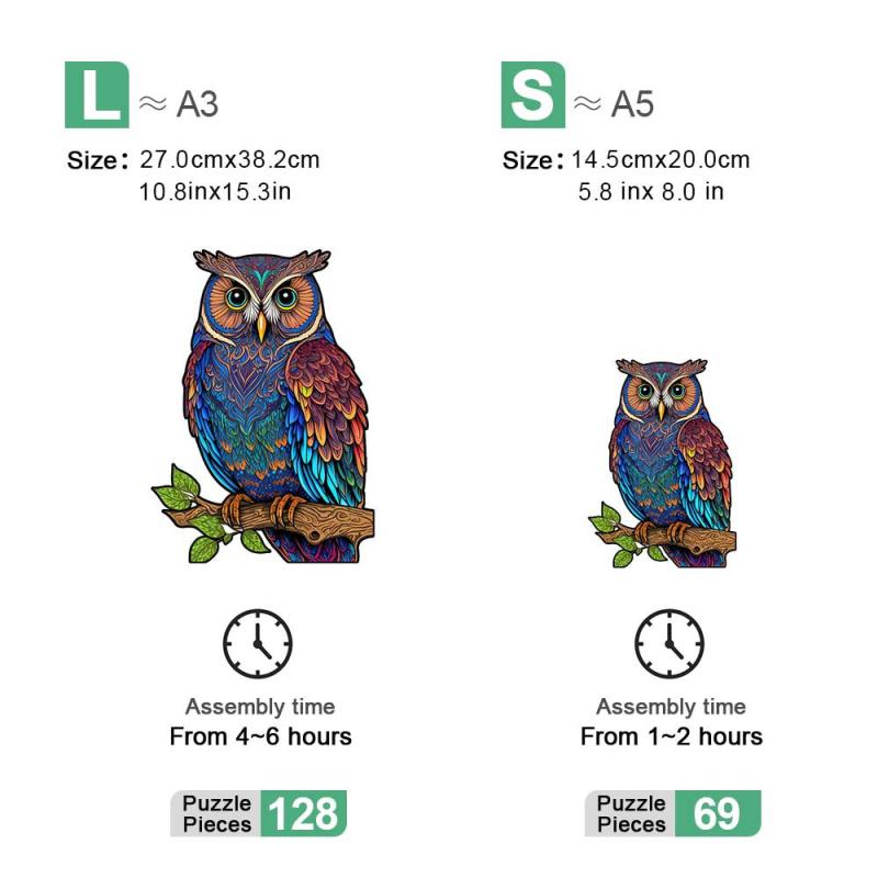 Owl Wooden Puzzle High Difficulty Challenging Gift Pack