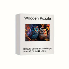 Owl Couple Wooden Jigsaw Puzzles - Unique Irregular Shaped Wood Puzzle