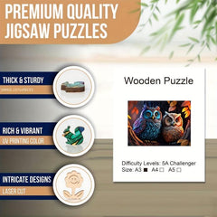 Owl Couple Wooden Jigsaw Puzzles - Unique Irregular Shaped Wood Puzzle