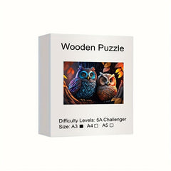 Owl Couple Wooden Jigsaw Puzzles - Unique Irregular Shaped Wood Puzzle