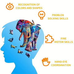 Elephant Wooden Puzzle for Adults and Kids