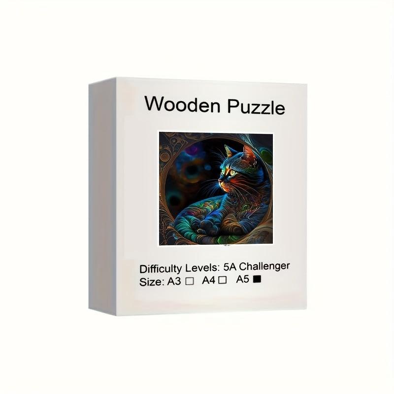 Wooden Jigsaw Puzzle - Cat Shaped Pieces - Fun Family Game