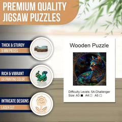 Wooden Jigsaw Puzzle - Cat Shaped Pieces - Fun Family Game