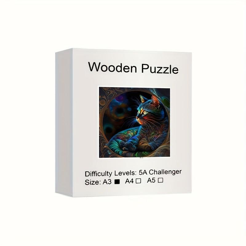 Wooden Jigsaw Puzzle - Cat Shaped Pieces - Fun Family Game