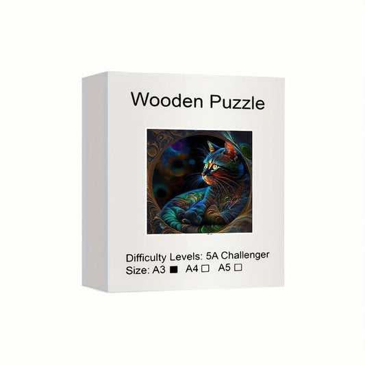 Wooden Jigsaw Puzzle - Cat Shaped Pieces - Fun Family Game