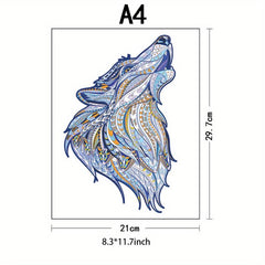 Wolf Wooden Jigsaw Puzzles For Adults&12 Years - Unique Animal Shaped Puzzles