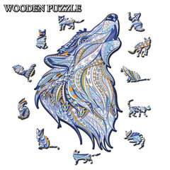 Wolf Wooden Jigsaw Puzzles For Adults&12 Years - Unique Animal Shaped Puzzles
