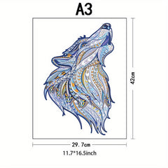 Wolf Wooden Jigsaw Puzzles For Adults&12 Years - Unique Animal Shaped Puzzles