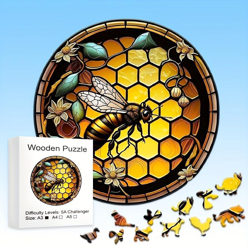 Bee Wooden Animal Puzzle Irregular Jigsaw High Difficulty Magic Toy