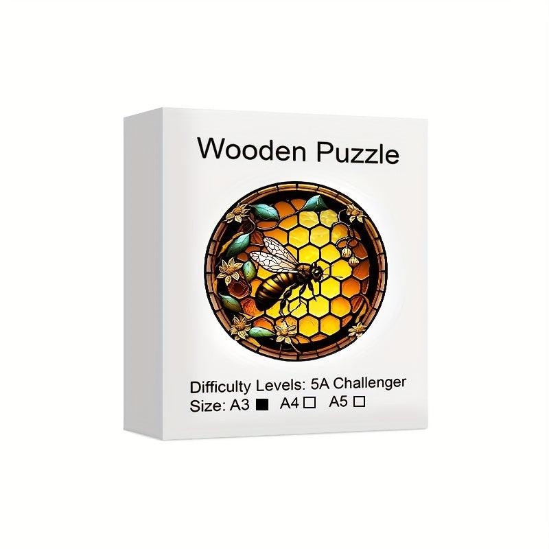 Bee Wooden Animal Puzzle Irregular Jigsaw High Difficulty Magic Toy