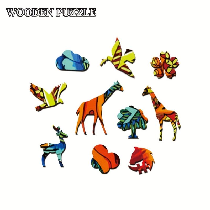 Wooden Jigsaw Puzzle Animal Shaped Three Cats