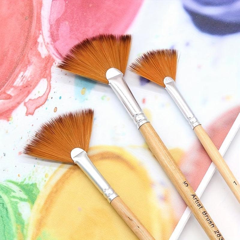 5pcs Fan Shape Gouache Painting Pen Nylon Hair Paint Brush Drawing Art Supplies