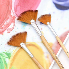 5pcs Fan Shape Gouache Painting Pen Nylon Hair Paint Brush Drawing Art Supplies