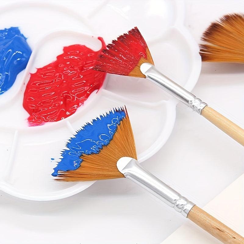 5pcs Fan Shape Gouache Painting Pen Nylon Hair Paint Brush Drawing Art Supplies