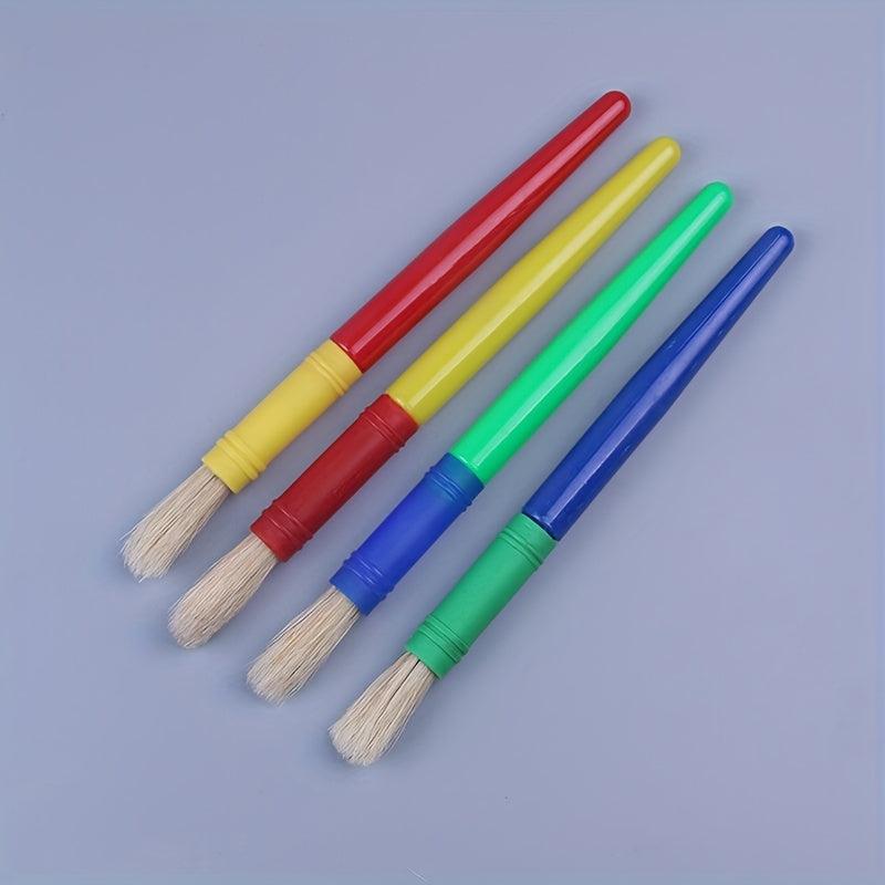 DIY Graffiti Brush Candy 4 Round Head Plastic Pole Pig Bristle Painting Brush