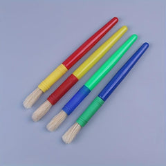 DIY Graffiti Brush Candy 4 Round Head Plastic Pole Pig Bristle Painting Brush