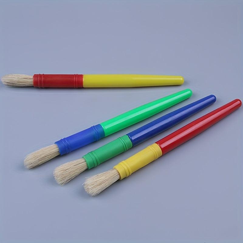 DIY Graffiti Brush Candy 4 Round Head Plastic Pole Pig Bristle Painting Brush