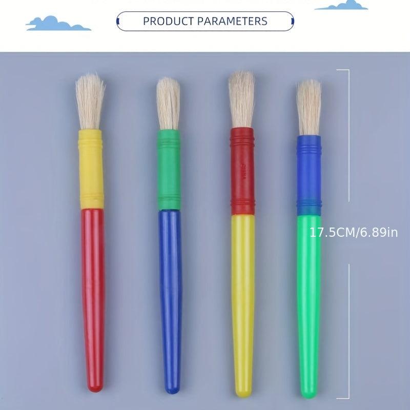DIY Graffiti Brush Candy 4 Round Head Plastic Pole Pig Bristle Painting Brush