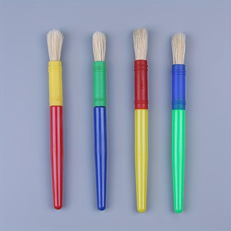 DIY Graffiti Brush Candy 4 Round Head Plastic Pole Pig Bristle Painting Brush