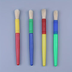 DIY Graffiti Brush Candy 4 Round Head Plastic Pole Pig Bristle Painting Brush