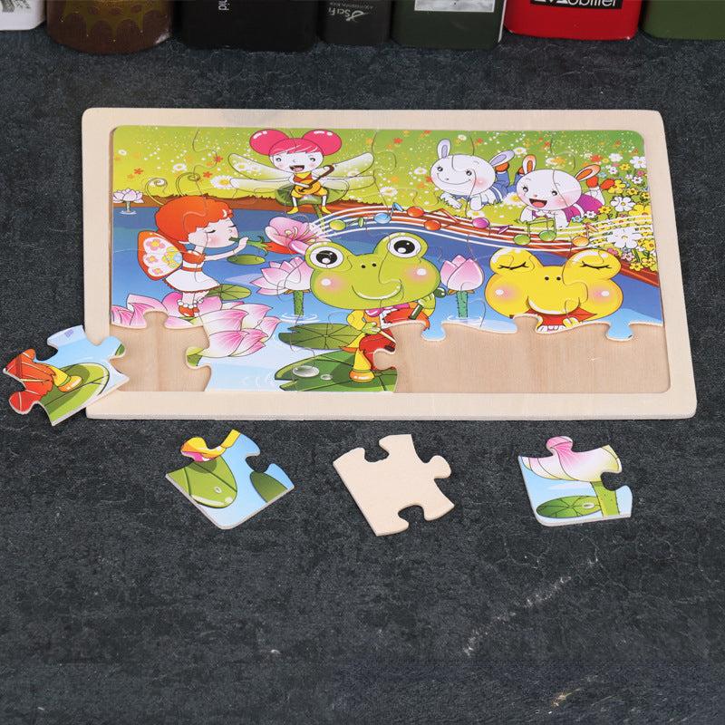 Early Education Wooden Puzzle for Kids, Animal Cartoon Flat Puzzle