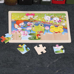 Early Education Wooden Puzzle for Kids, Animal Cartoon Flat Puzzle