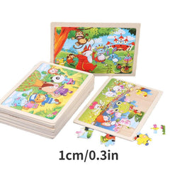 Early Education Wooden Puzzle for Kids, Animal Cartoon Flat Puzzle