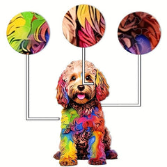 Rainbow Dyed Dogs Wood Puzzle Ornaments