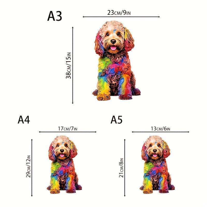 Rainbow Dyed Dogs Wood Puzzle Ornaments