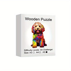 Rainbow Dyed Dogs Wood Puzzle Ornaments