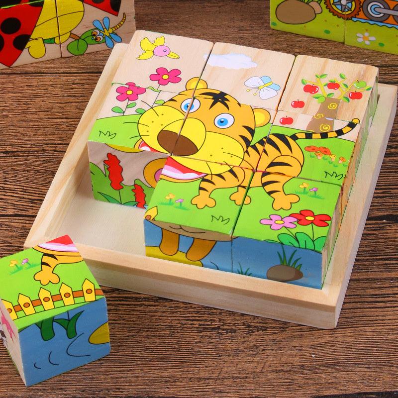 Wooden Block Hexagon Cube Puzzle Educational Toy Gift