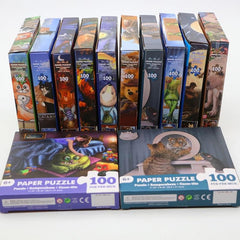 100pc Kids Paper Puzzle Set Animals Landscape Painting Toys