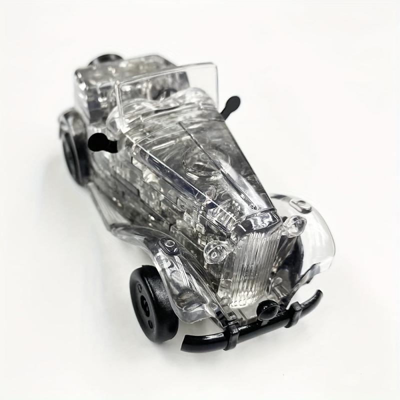Grey Classic Car Puzzle Assembly Building Block Construction Educational Puzzles