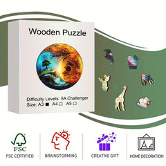 Yin Yang Wooden Puzzle Gift Package Unique Shaped Pieces Wooden Toys Adults Kids