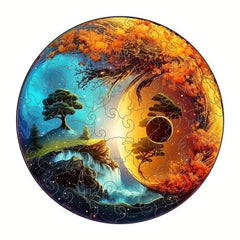 Yin Yang Wooden Puzzle Gift Package Unique Shaped Pieces Wooden Toys Adults Kids