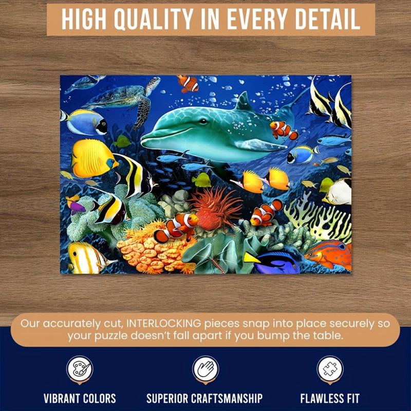 Marine Life Wooden Jigsaw Puzzle - Unique Animal Shaped Pieces