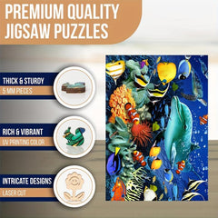 Marine Life Wooden Jigsaw Puzzle - Unique Animal Shaped Pieces