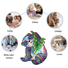 Wooden Panda Puzzle Gift Package Animal Puzzle Family Game