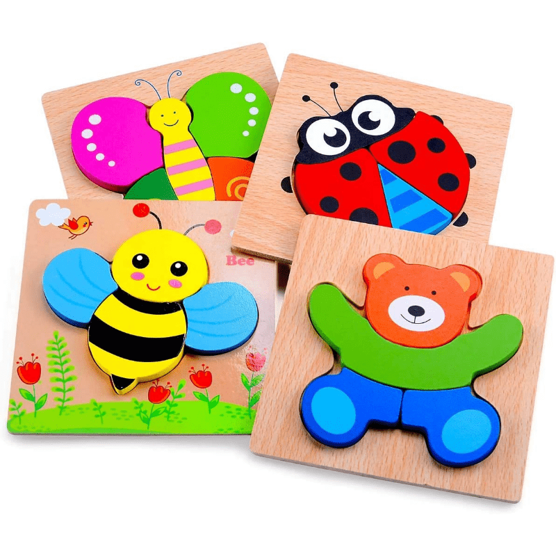 Wooden Puzzle Early Development Toy For 1-5 Year Olds - Set of 6