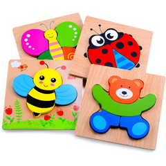 Wooden Puzzle Early Development Toy For 1-5 Year Olds - Set of 6